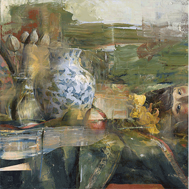 Kent Williams, Still Life with Vases and Organic Matter