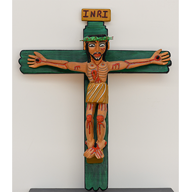 Wooden & Brass Religious Folk Art Crucifix, Mexico